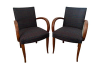 Pair of mid-20th Century French Art Deco style bridge chairs upholstered in a beautiful soft Scottish plaid wool.
