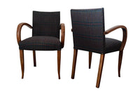 Pair of mid-20th Century French Art Deco style bridge chairs upholstered in a beautiful soft Scottish plaid wool.