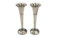 Antique Silver Plate Fluted Trumpet Vases Mappin & Webb Edwardian.