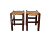 Mid century stools French country wooden stools with strawed seat.