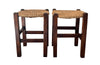 Mid century stools French country wooden stools with strawed seat.