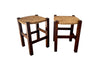 Mid century stools French country wooden stools with strawed seat.