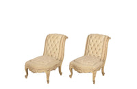 Pair of scroll back, Louis XV Revival chauffeuses  slipper chairs of beautiful form