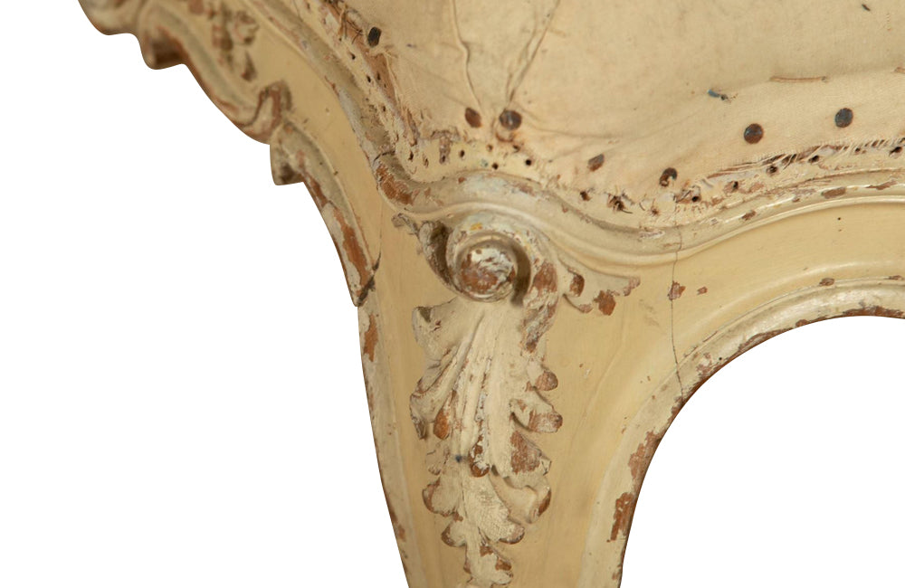 Pair of scroll back, Louis XV Revival chauffeuses  slipper chairs of beautiful form