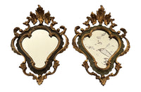 Pair of pretty small early 20th century Venetian mirrors in the Rococo style.