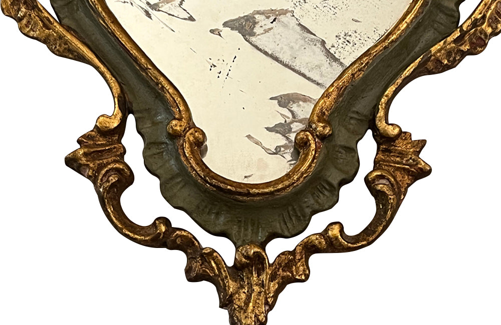 Pair of pretty small early 20th century Venetian mirrors in the Rococo style.