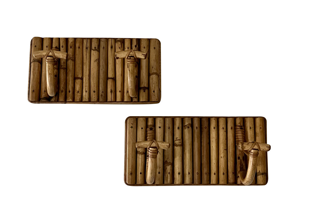 Pair of Mid-Century Italian Bamboo Coat Hook Racks 