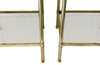 Pair of Mid-Century Italian square brass end tables with glass shelves.