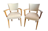 Pair of mid-20th Century French pale beech bridge chairs of stylish and unusual form