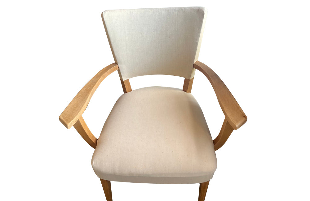 Pair of mid-20th Century French pale beech bridge chairs of stylish and unusual form
