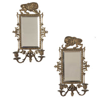 Pair of 19th Century French Gilt Bronze Mirrored Appliqués