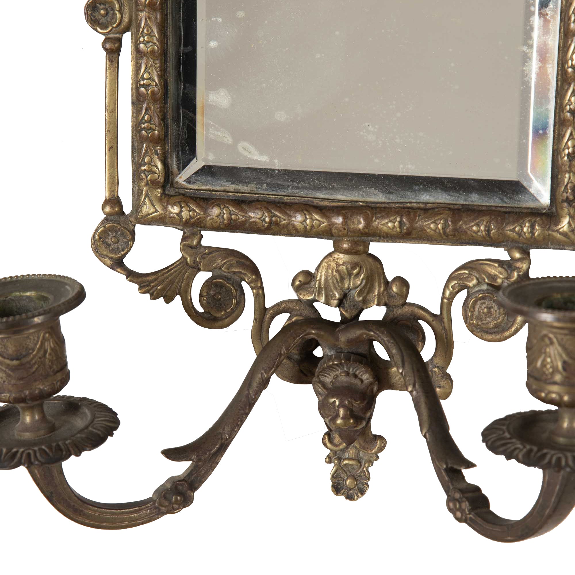 Pair of 19th Century French Gilt Bronze Mirrored Appliqués