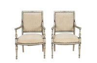 Pair of French 19th century painted Directoire armchairs