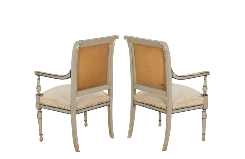 Pair of French 19th century painted Directoire armchairs