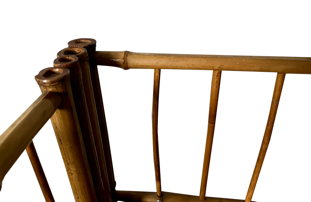 Pair of mid 20th century folding bamboo four tier bookcases shelves