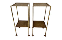 Elegant mid century pair of Spanish side tables crafted in gilt iron.
