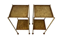 Elegant mid century pair of Spanish side tables crafted in gilt iron.