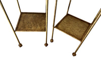 Elegant mid century pair of Spanish side tables crafted in gilt iron.