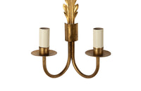 Pair of Mid-Century French Gilt Metal Acanthus Leaf Wall Lights