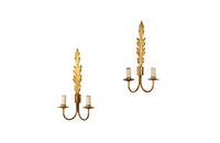 Pair of Mid-Century French Gilt Metal Acanthus Leaf Wall Lights
