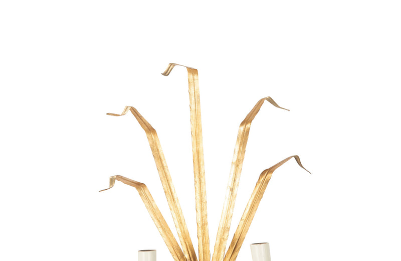 Pair of Mid 20th century Spanish gilt tole appliques wall lights sconces in the form of reeds.