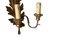 Pair of Early 20th Century Italian Giltwood Feather Plume Wall Lights