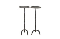 PAIR OF 20TH CENTURY SPANISH IRON COCKTAIL SELLETTE TABLES