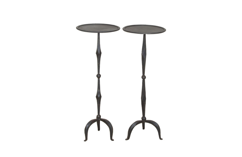 PAIR OF 20TH CENTURY SPANISH IRON COCKTAIL SELLETTE TABLES