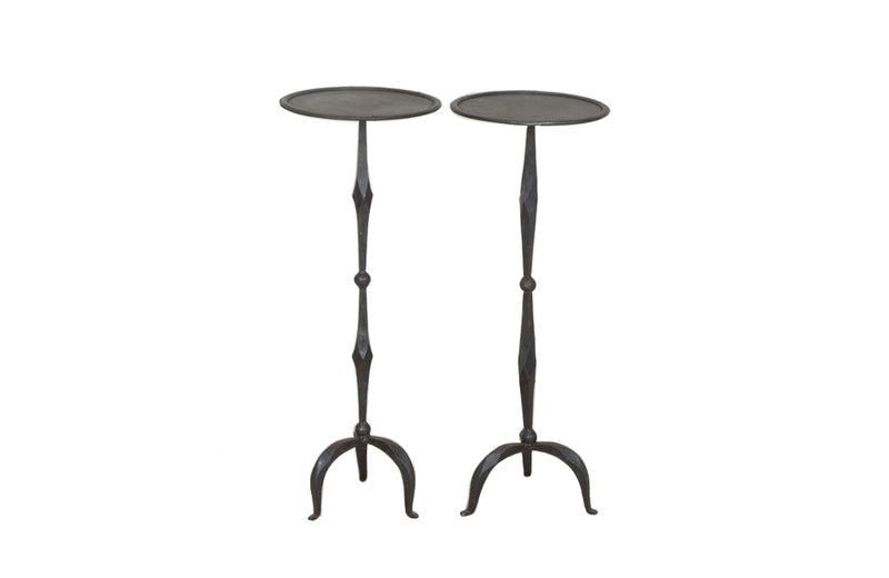 PAIR OF 20TH CENTURY SPANISH IRON COCKTAIL SELLETTE TABLES