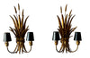 Exceptional pair of large wheat sheaf wall sconce lights