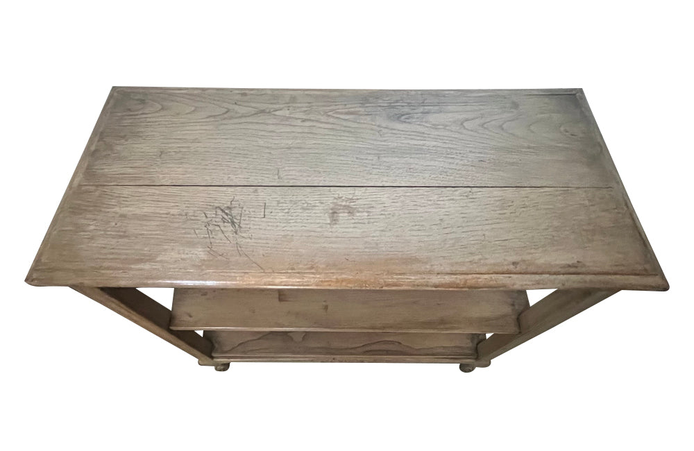 Pair of 20th Century French two-tiered oak shelves.