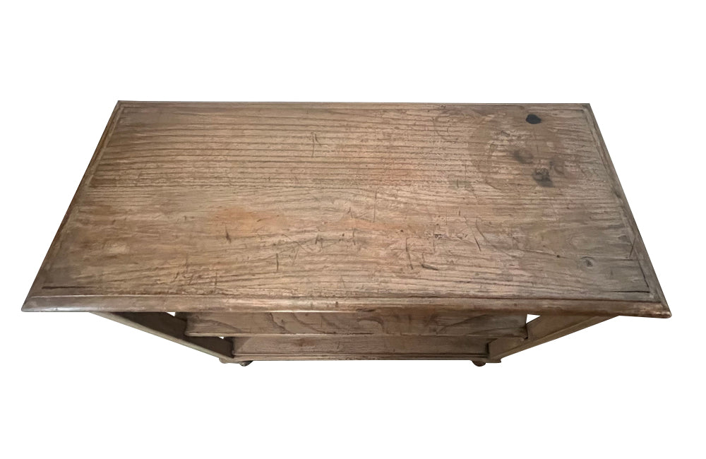 Pair of 20th Century French two-tiered oak shelves.