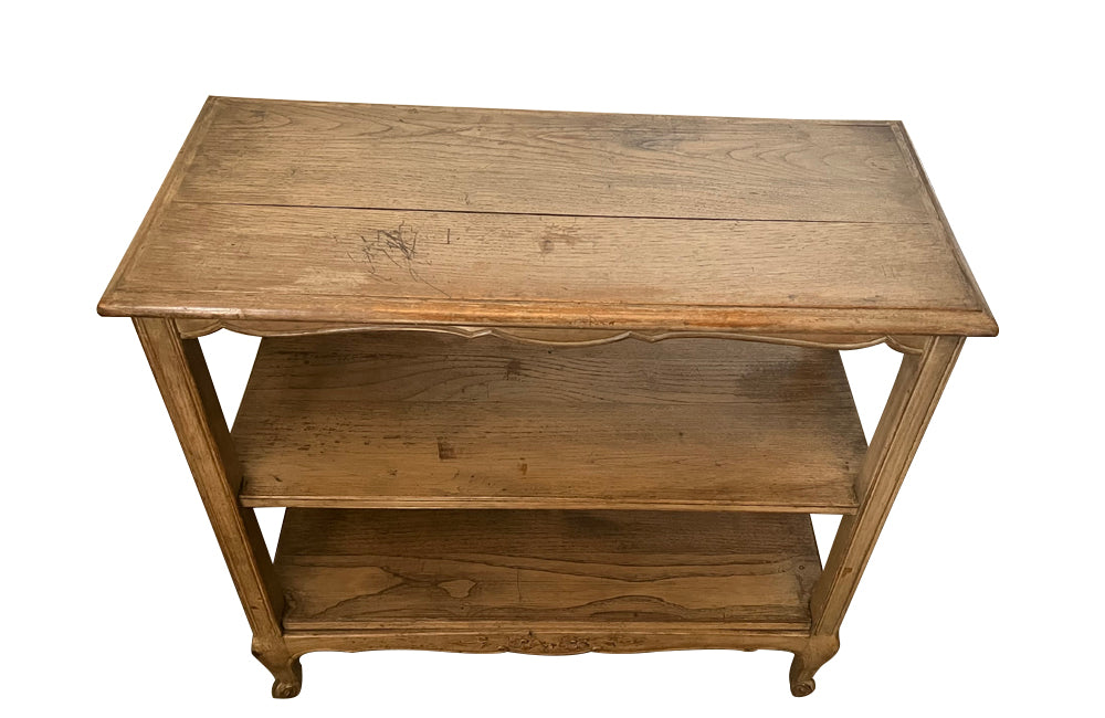 Pair of 20th Century French two-tiered oak shelves.