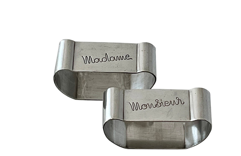 Pair of stylish Mid-Century French silver plate Mr and Mrs napkin holders