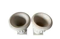 Pair of late 19th century elegant white marble Medici urns