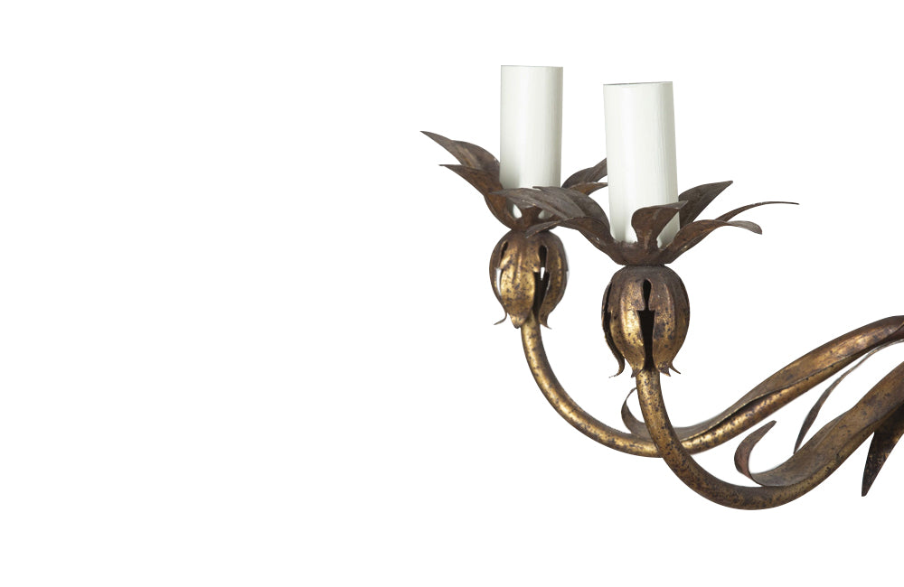 Mid-Century Chandeliers Italian gilt metal 