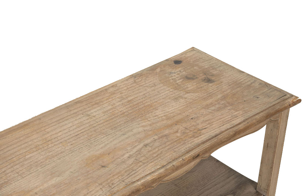 Pair of 20th Century French two-tiered oak shelves.