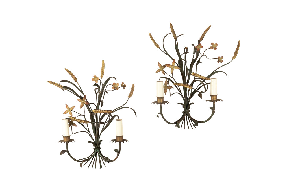 Pair of Mid-Century Italian Polychrome Metal Wall Lights