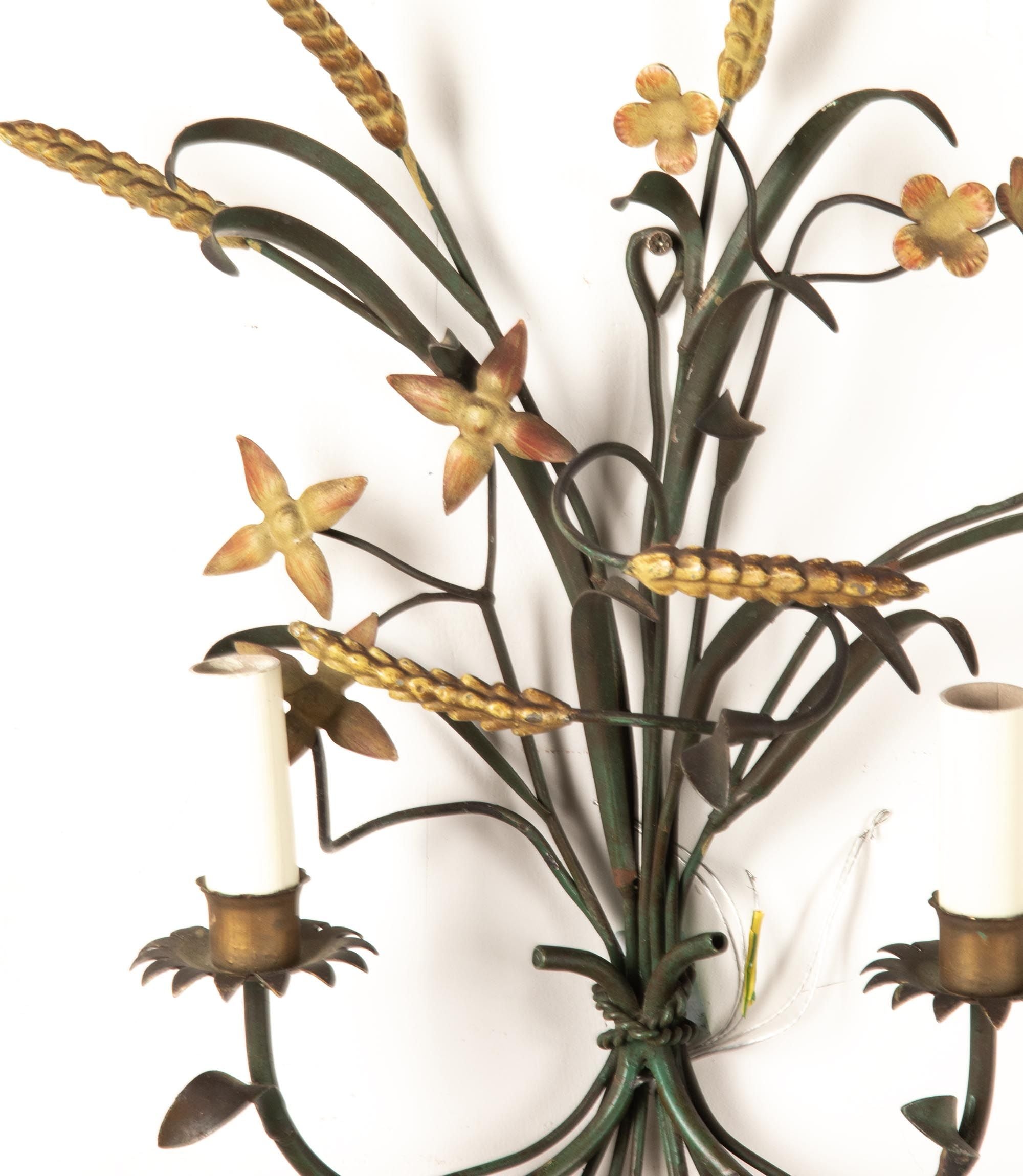 PAIR OF MID-CENTURY ITALIAN POLYCHROME METAL WALL LIGHTS