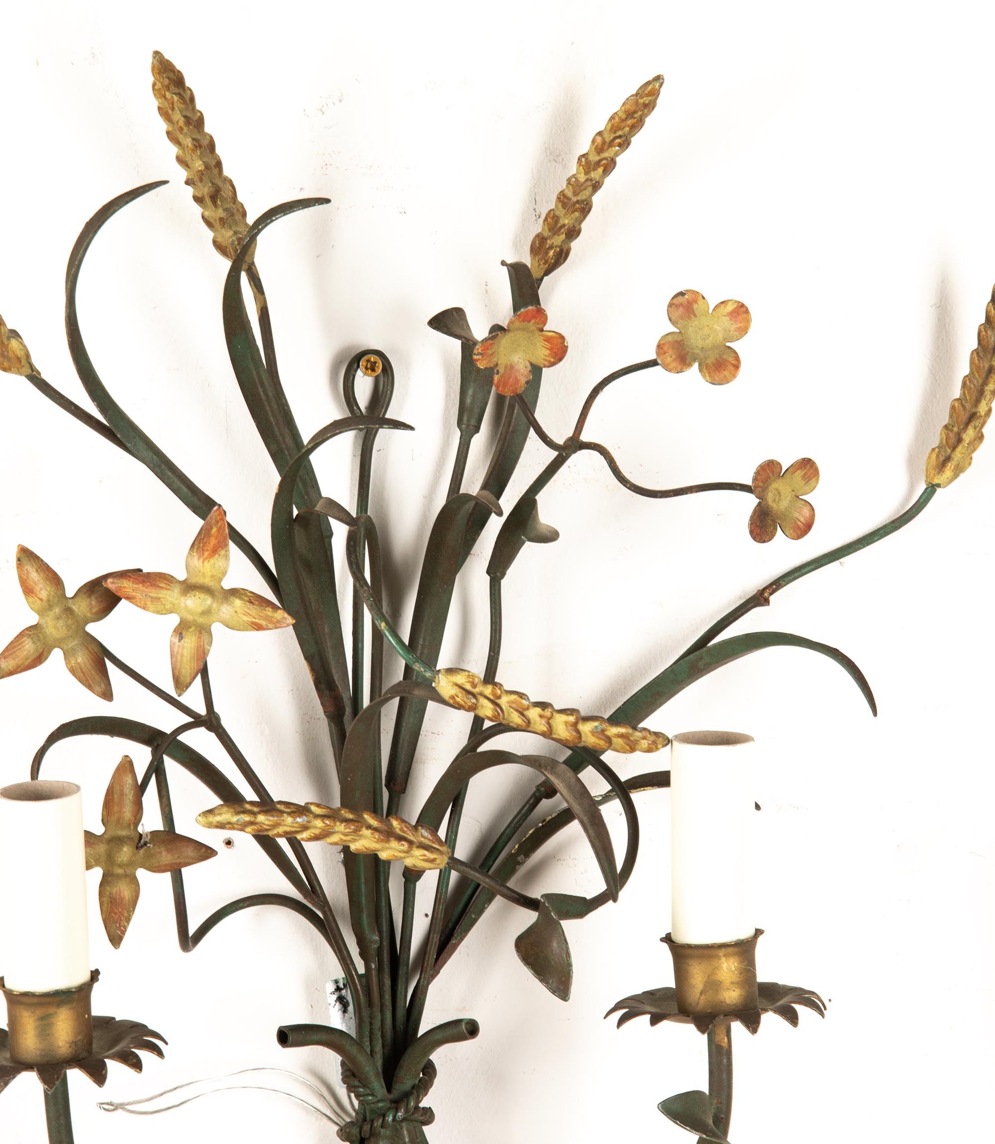 Pair of Mid-Century Italian Polychrome Metal Wall Lights