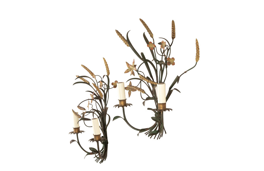 Pair of Mid-Century Italian Polychrome Metal Wall Lights