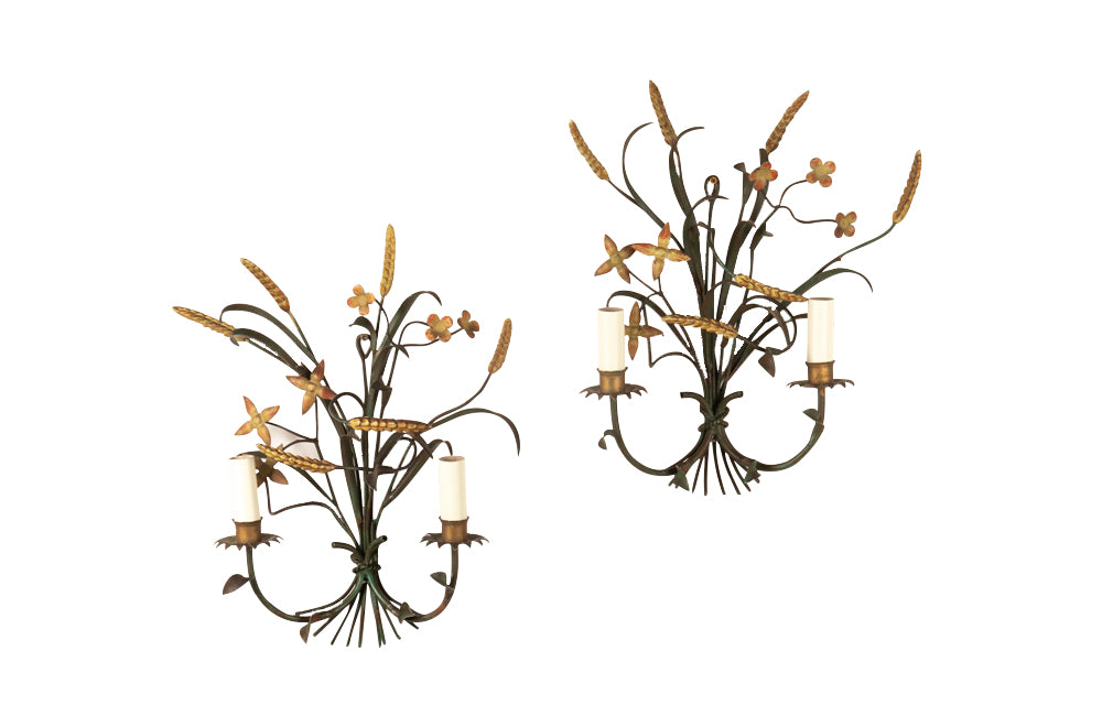 Pair of Mid-Century Italian Polychrome Metal Wall Lights