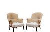 Antique French Armchairs - Napoleon III armchairs with fish tail shaped back  - French Antique Furniture