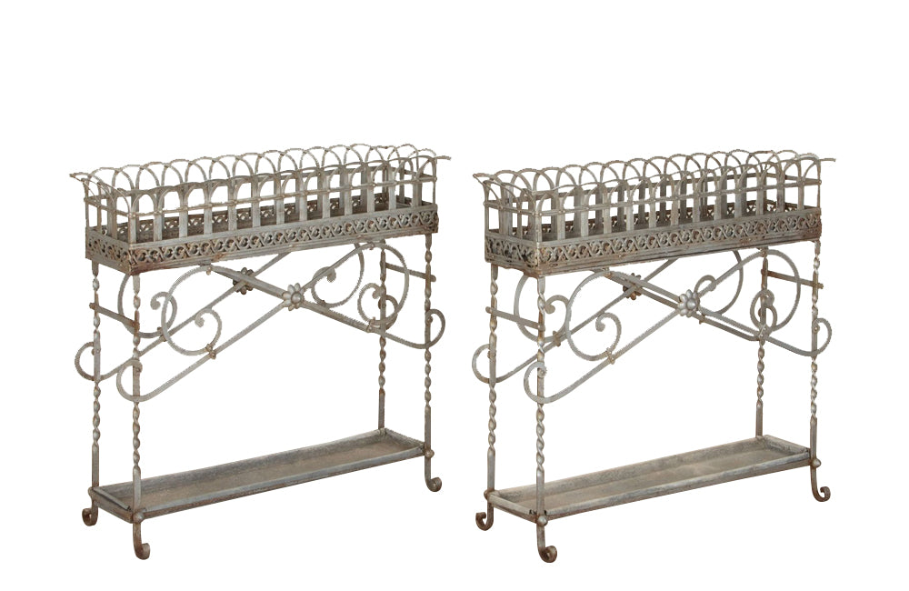 Antique plant stands orangery iron plant stands. French jardiniers 19th century - Garden antiques