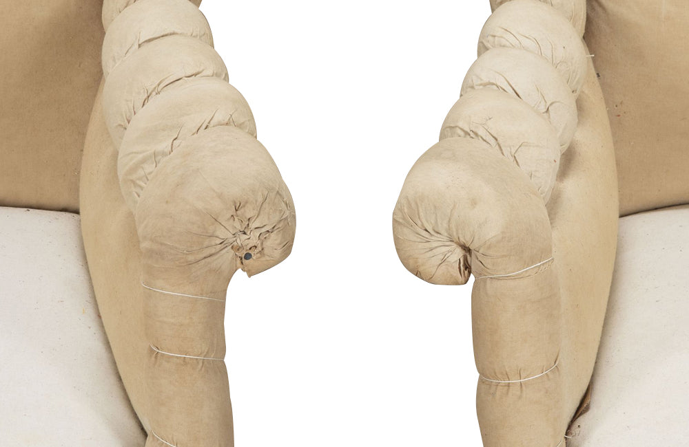 Antique armchairs French Napoleon III piecrust scroll back - French antique furniture