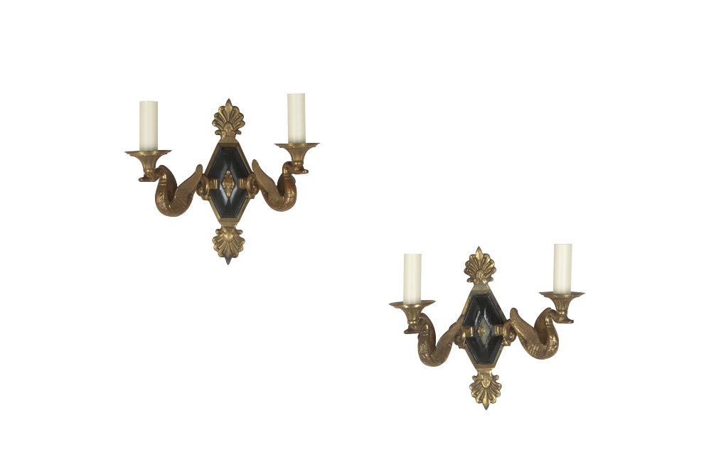 Antique wall lights in the empire style. French. French antique lighting.