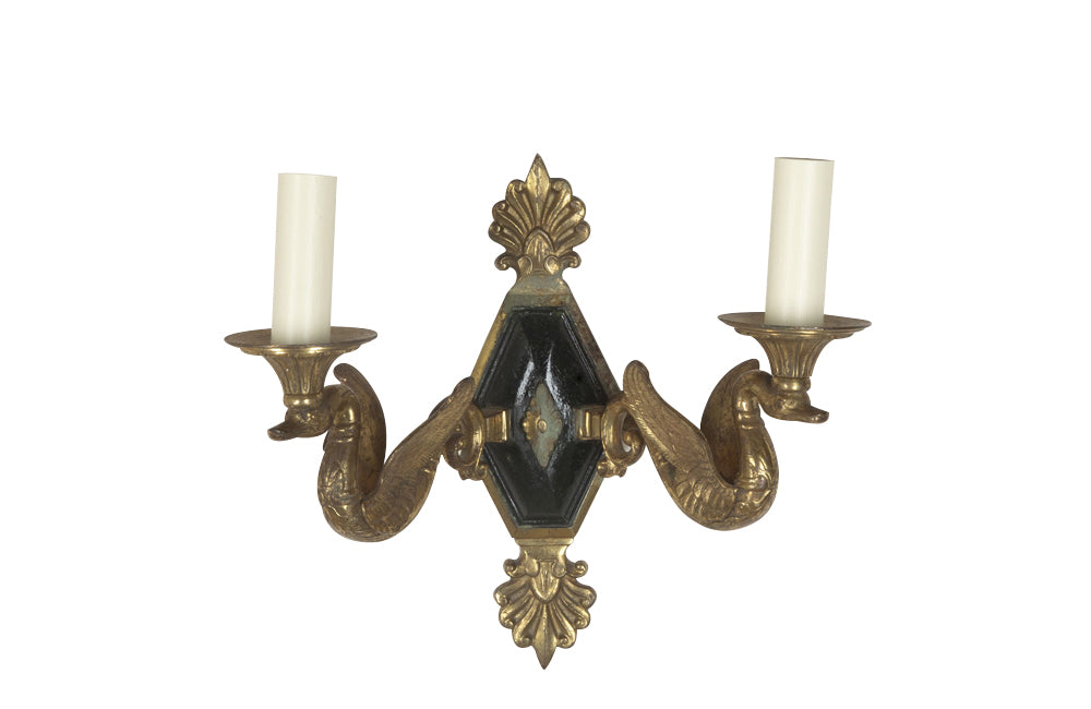 Antique wall lights in the empire style. French. French antique lighting.