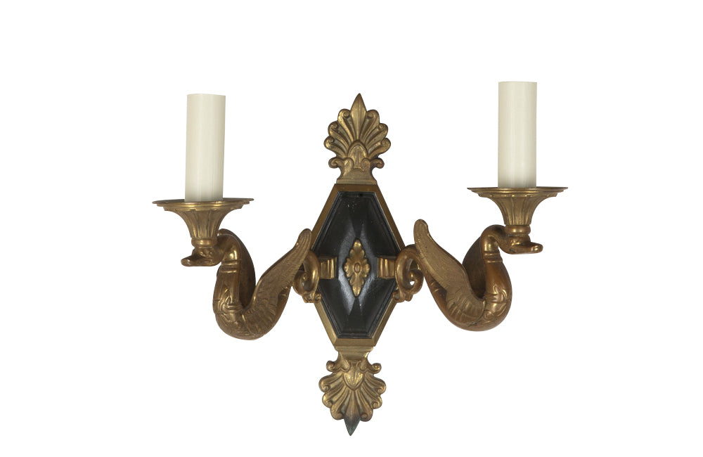 Antique wall lights in the empire style. French. French antique lighting.