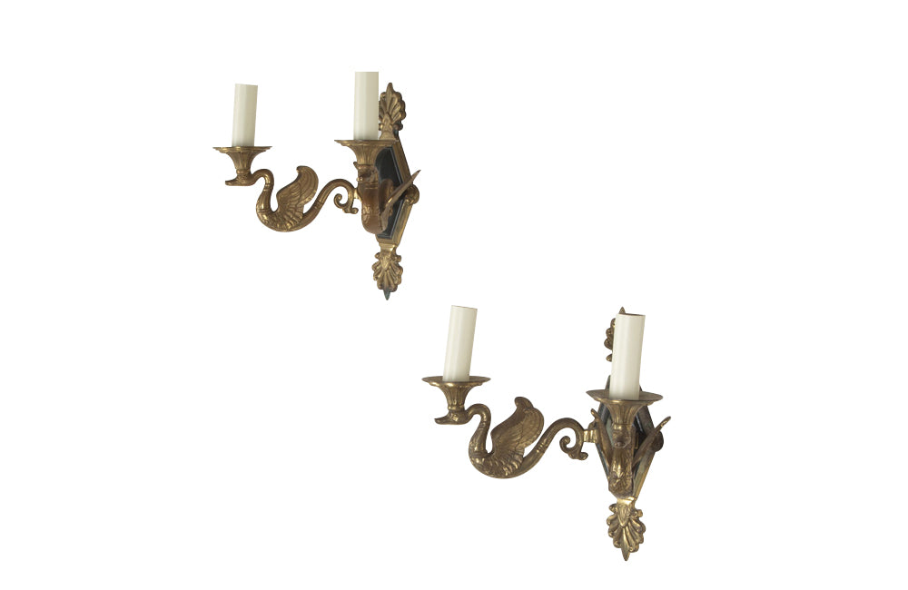 Antique wall lights in the empire style. French. French antique lighting.