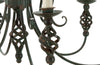 Pair of French green Art Deco style wrought iron chandeliers - Mid Century Lighting